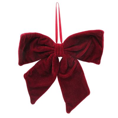 Fabric Hanging Bow - Burgundy - 25cm