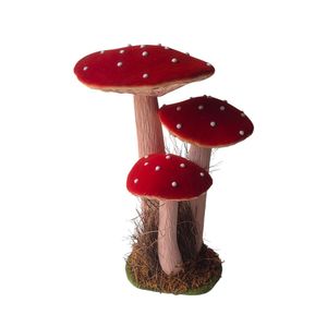 Toadstool x3 Ornament - Red - H27cm