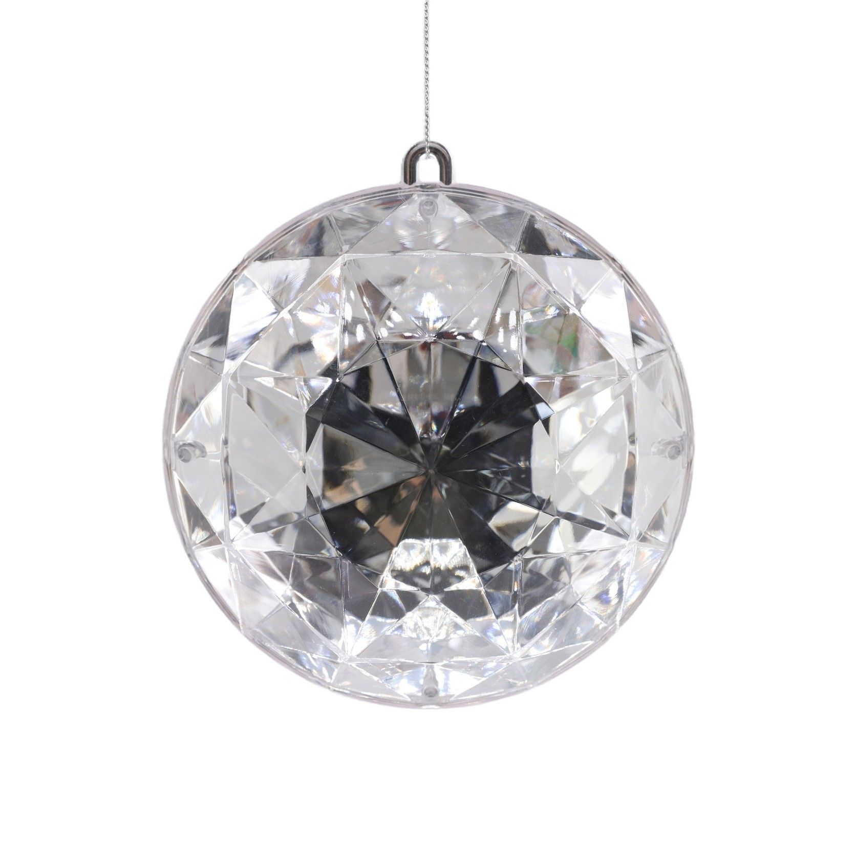 Diamond Round Hanging Ornament  - Silver - 13cm