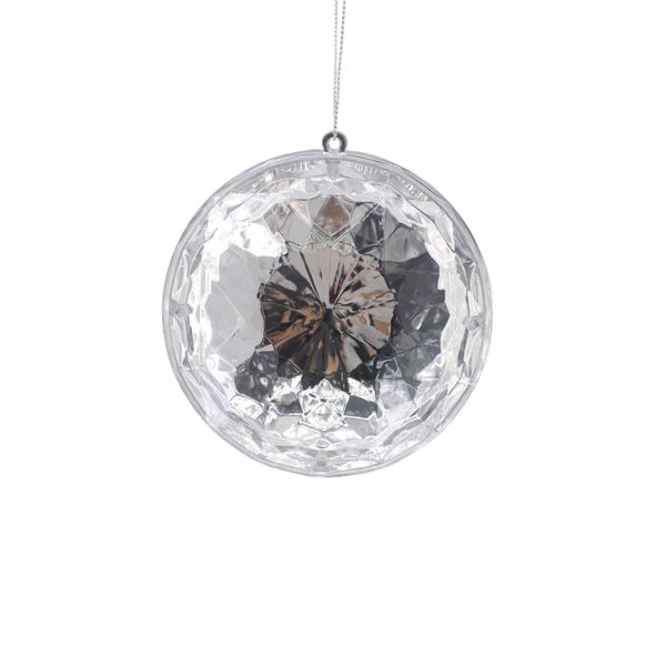 Diamond Round Hanging Ornament  - Silver - 10cm