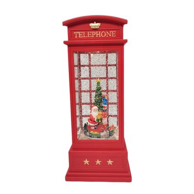 Telephone Box Santa Snow Globe - H25cm