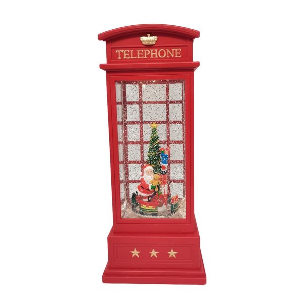 Telephone Box Santa Snow Globe - H25cm