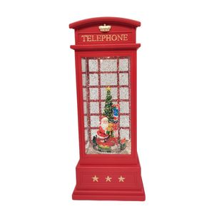 Telephone Box Santa Snow Globe - H25cm