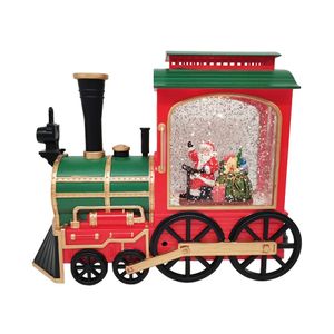 Santa Train Snow Globe - Green / Red - H20cm x W24cm