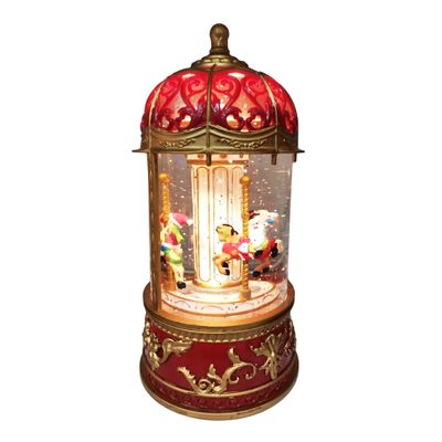 Festive Carousel Light Up Snow Globe - H22cm