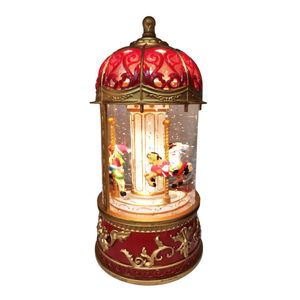 Festive Carousel Light Up Snow Globe - H22cm
