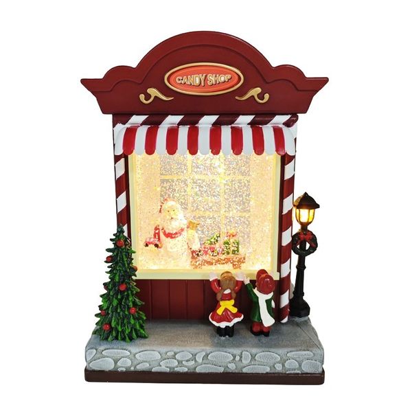 Santa Sweet Shop Light Up Snow Globe - H26cm