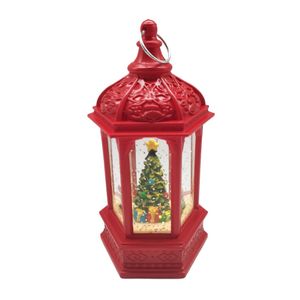 Christmas Tree Lantern Snow Globe - Red - H14cm