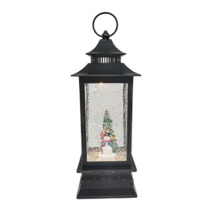 Snowman Lantern Snow Globe - Black - H28cm