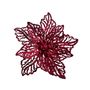 Flocked Poinsettia  - Burgundy - 15cm