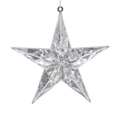Diamond Star Hanging Ornament - Silver - 14cm