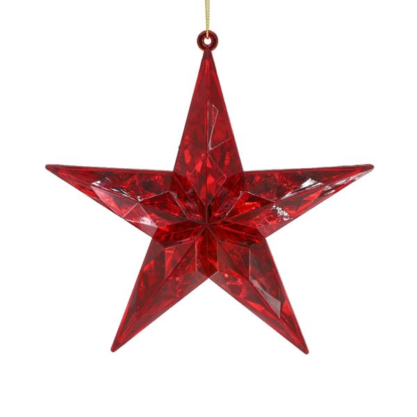 Diamond Star Hanging Ornament - Red - 14cm
