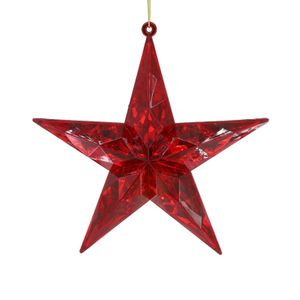 Diamond Star Hanging Ornament - Red - 14cm