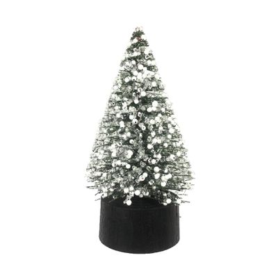 Pine Tree with White Berries Decoration - 20cm