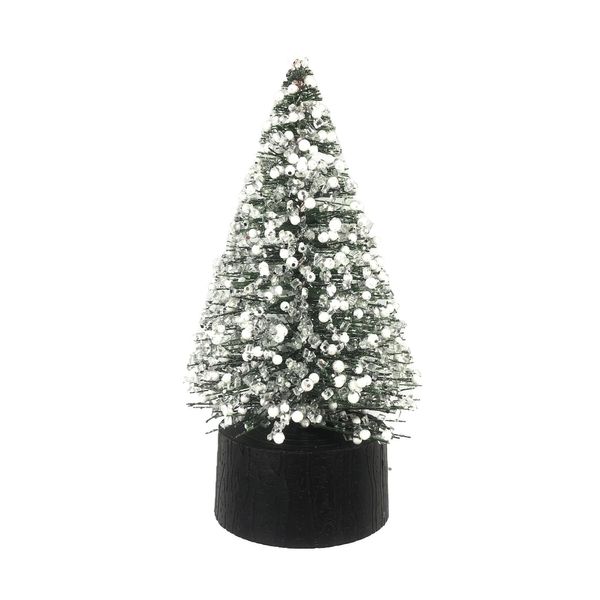 Pine Tree with White Berries Decoration - 20cm
