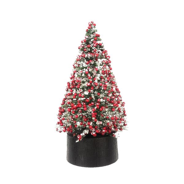 Pine Tree with Red Berries Decoration - 20cm