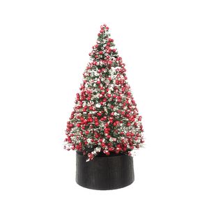 Pine Tree with Red Berries Decoration - 20cm
