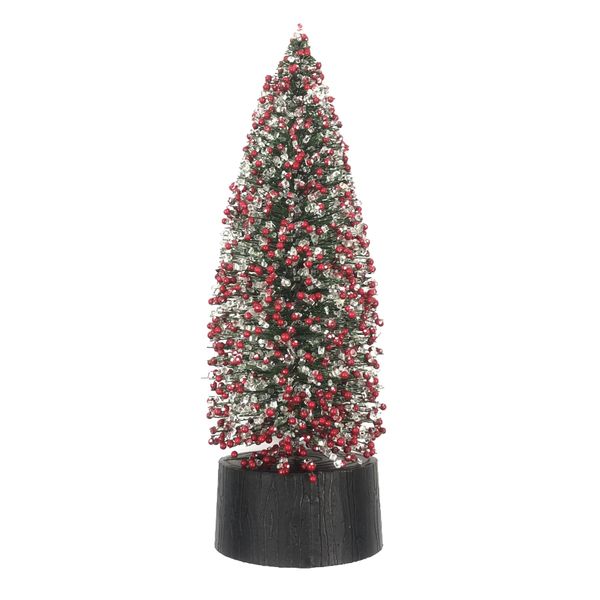 Pine Tree with Red Berries Decoration - 30cm