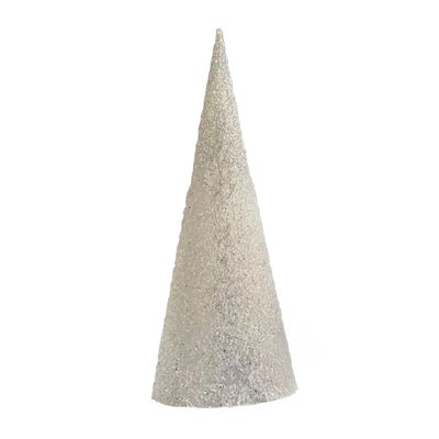 Beaded Cone  Tree - White - 45cm