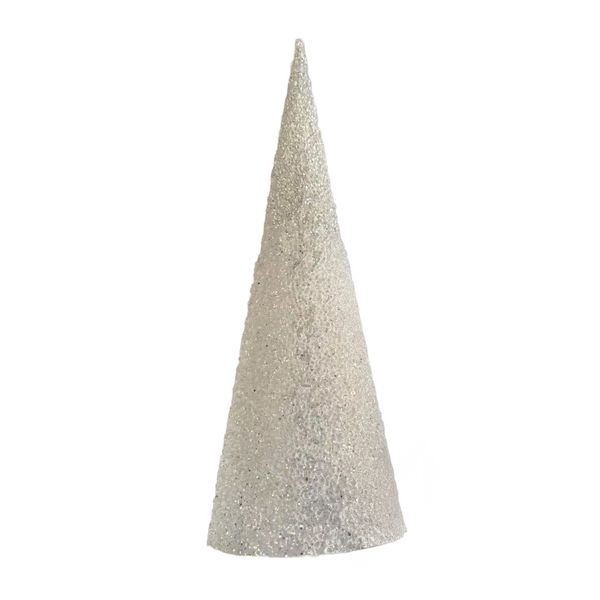 Beaded Cone  Tree - White - 45cm