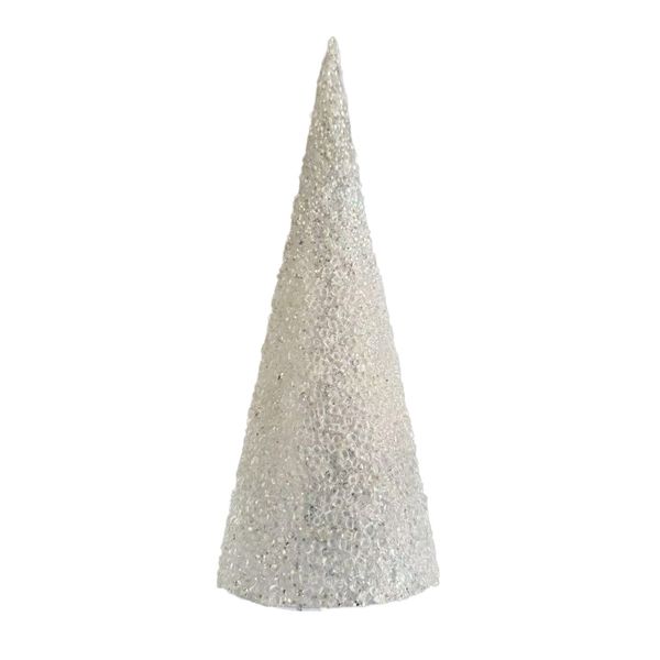 Beaded Cone  Tree - White - 30cm