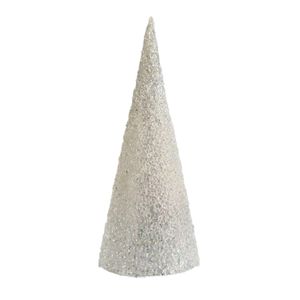 Beaded Cone  Tree - White - 30cm