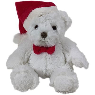 Small White Bear with Santa Hat