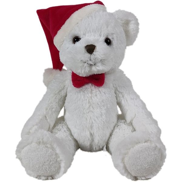 Medium White Bear with Santa Hat