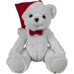 Medium White Bear with Santa Hat