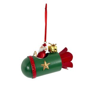 Santa on Rocket Hanging Decoration