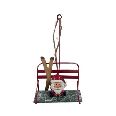 Santa on a Ski Lift Hanging Decoration 