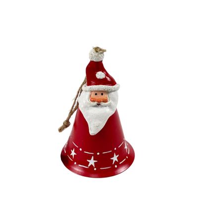 Bell with Santa Topper -  Red - H 10cm