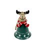 Bell with Reindeer Topper - Green - H10cm