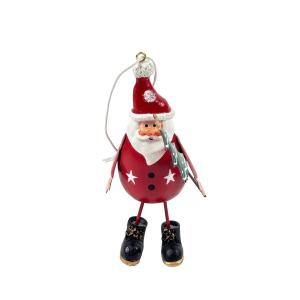 Santa with Tree Hanging Decoration - Red