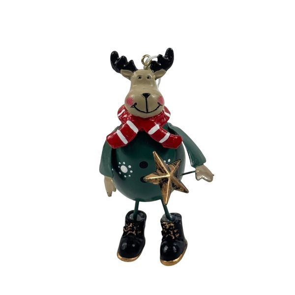 Reindeer with Scarf Hanging Decoration - Green 