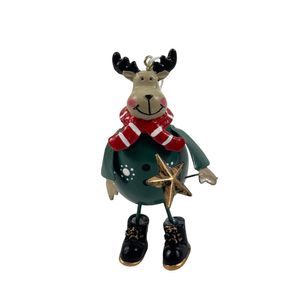 Reindeer with Scarf Hanging Decoration - Green 