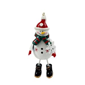 Happy Snowman Hanging Decoration - White