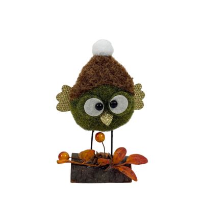 Little Owl on a Stump- H14.5cm