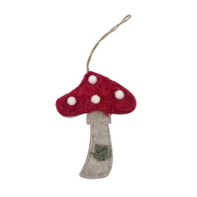 Felt Toadstool  Hanging Decoration  - H 8.5cm