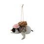 Felt Sliding Penguin in a Pink Hat Hanging Decoration - H7.5cm