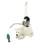 Felt Polar Bear and Fishing Penguin Hanging Decoration - H14cm