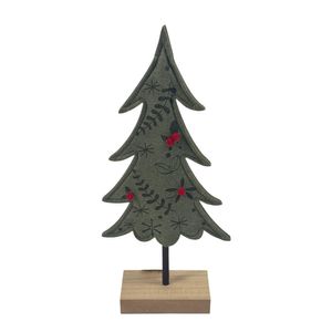 Felt Tree on Wooden Base - Green - H30cm