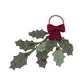 Felt Holly Leaves with Berries & Bow Hanging Decoration