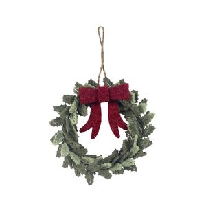 Felt Leaf Garland with Red Bow Hanging Decoration  - 10cm