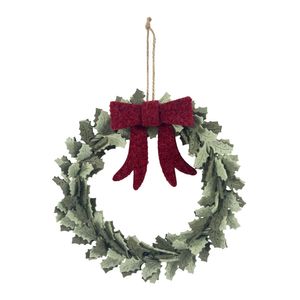 Felt Leaf Garland with Red Bow Hanging Decoration  - 30cm