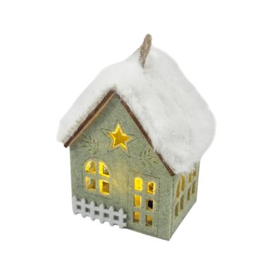 Felt House Hanging Decoration with LED Lights - 8.5cm