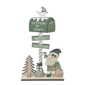 Wooden Letter to Santa Postbox on Wooden Base - H30cm