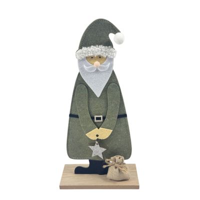 Wooden Santa with Star Ornament - H31cm