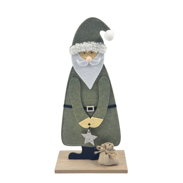 Wooden Santa with Star Ornament - H31cm