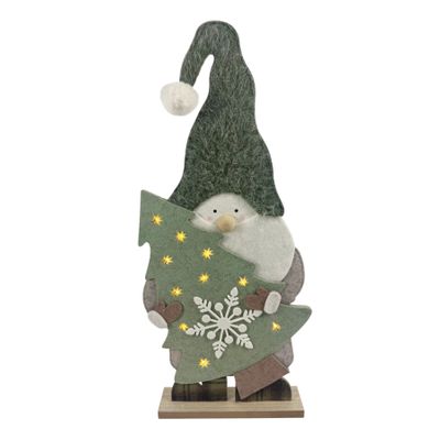 Felt Santa Holding Tree with LED Lights - H64cm